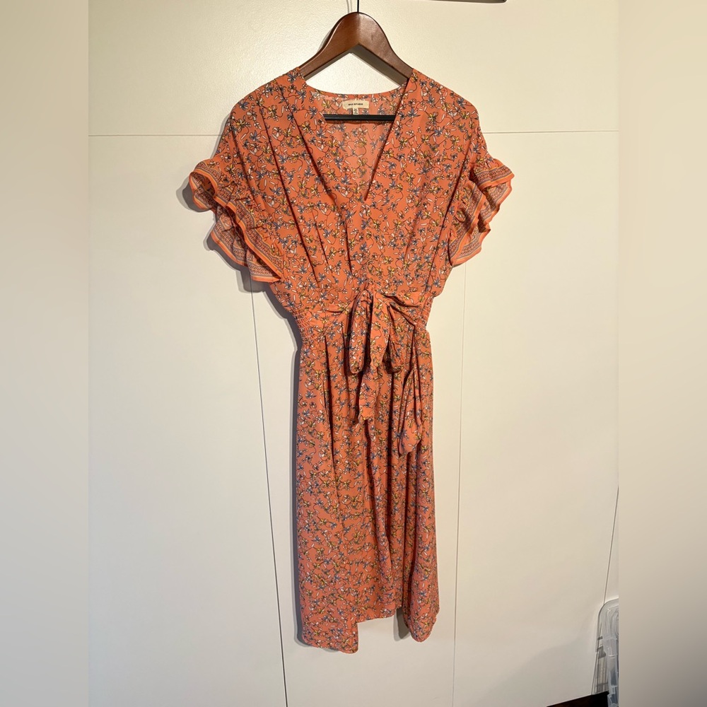 Max Studio Coral Floral Midi Dress